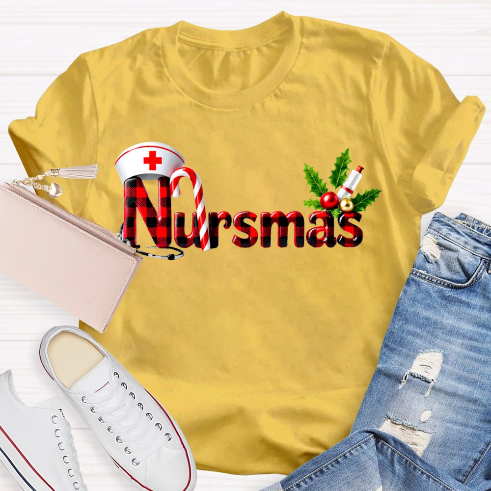 Nursmas Christmas Vibes Fonts Christmas T-shirt