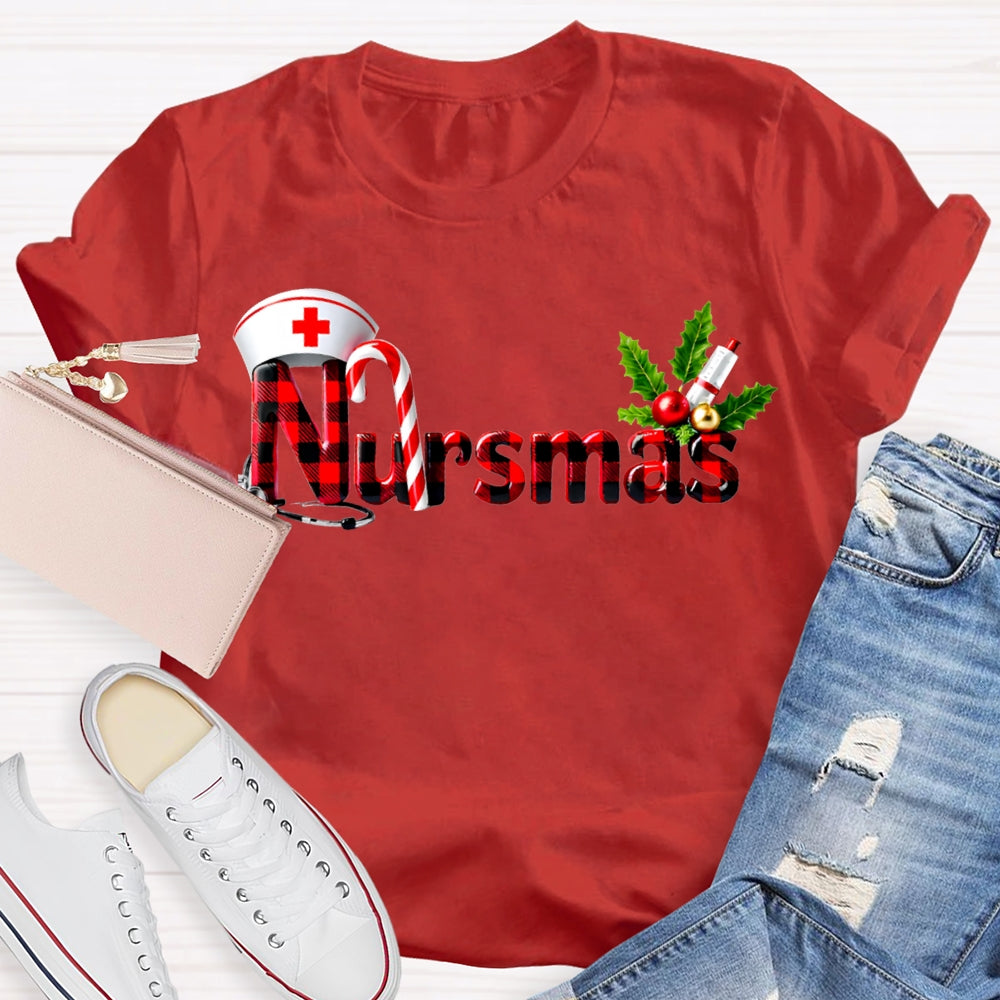 Nursmas Christmas Vibes Fonts Christmas T-shirt
