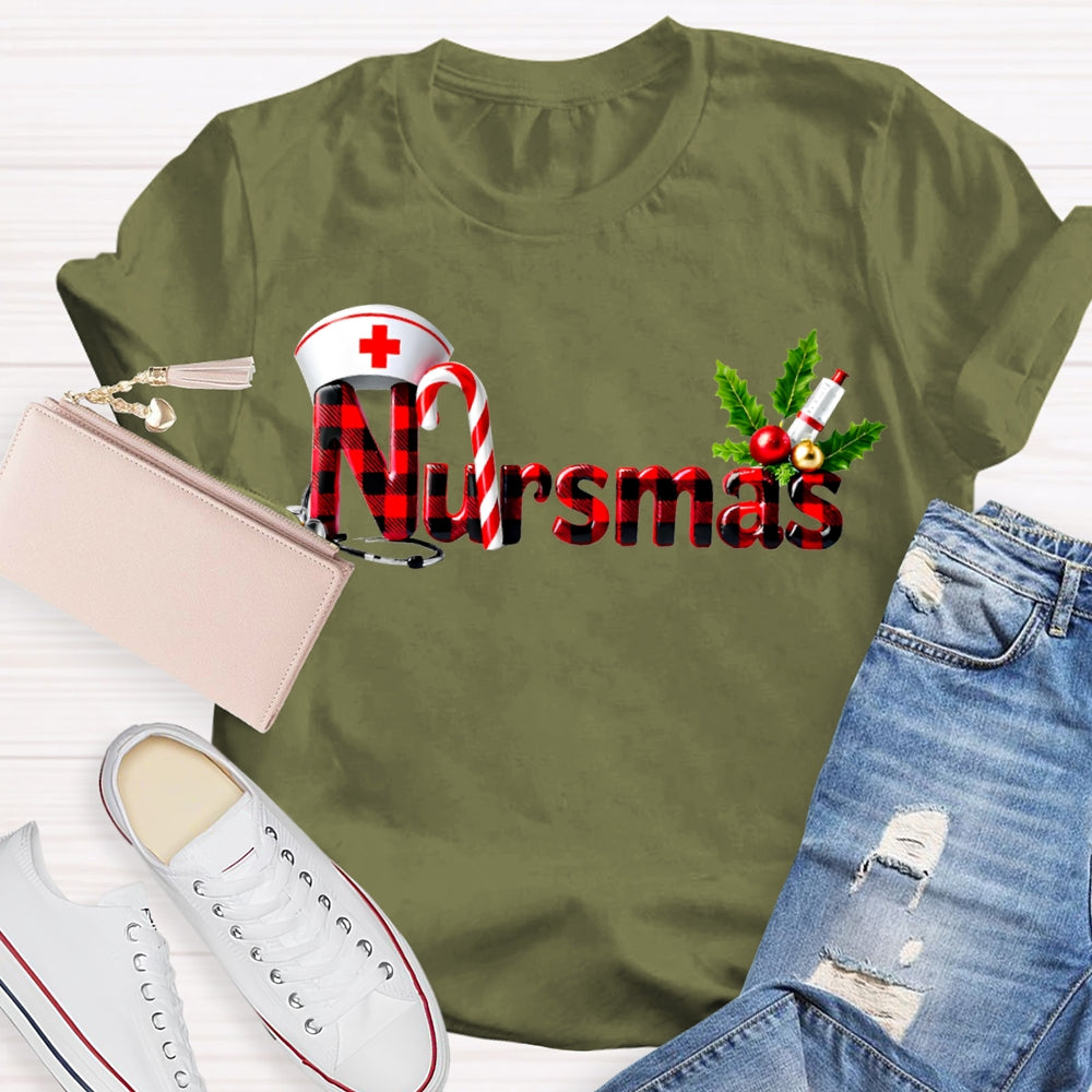Nursmas Christmas Vibes Fonts Christmas T-shirt