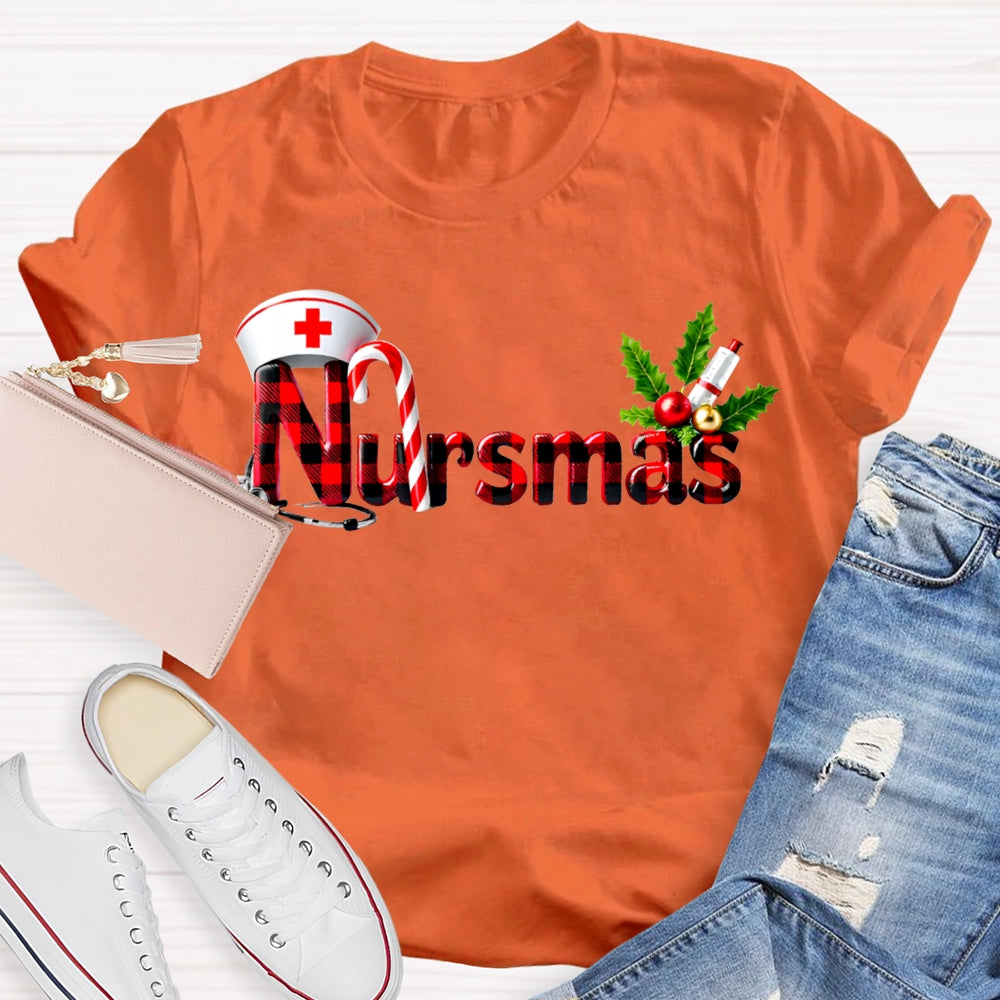 Nursmas Christmas Vibes Fonts Christmas T-shirt