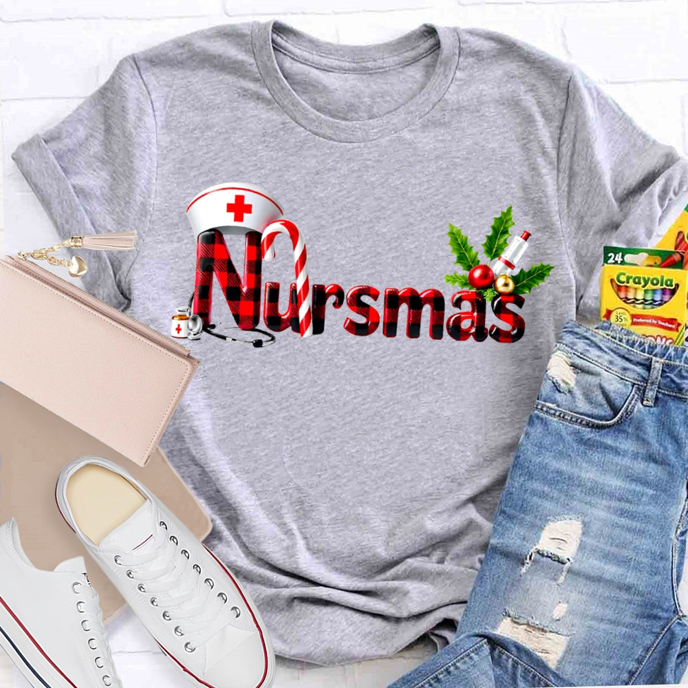 Nursmas Christmas Vibes Fonts Christmas T-shirt