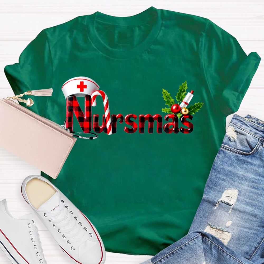 Nursmas Christmas Vibes Fonts Christmas T-shirt