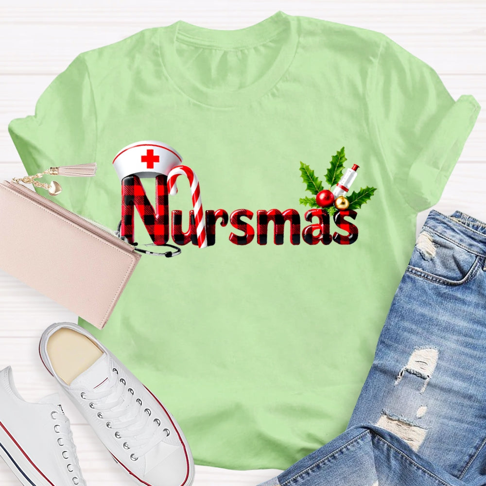 Nursmas Christmas Vibes Fonts Christmas T-shirt