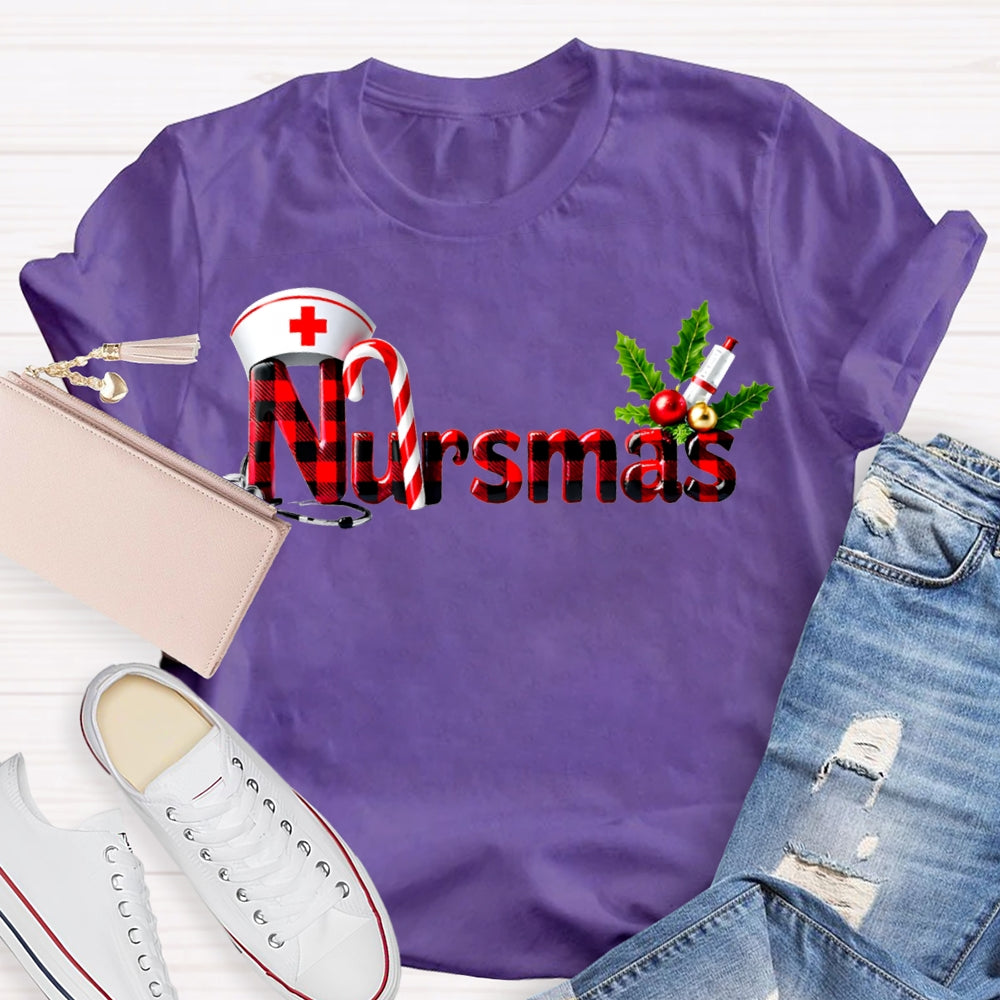 Nursmas Christmas Vibes Fonts Christmas T-shirt
