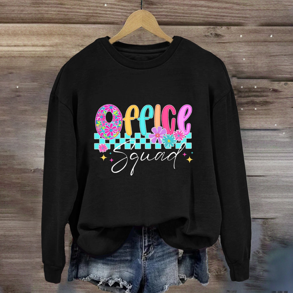 Office Squad Colorful Squares And Small Flowers Sweatshirt