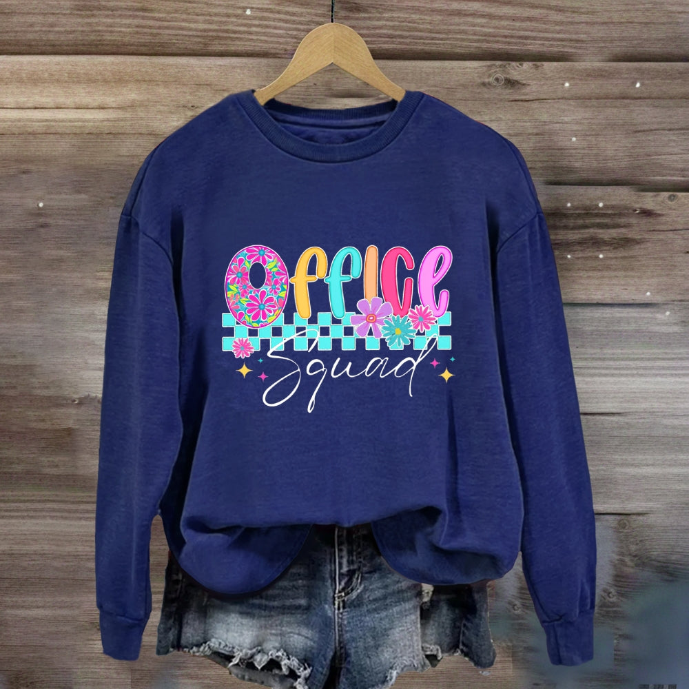 Office Squad Colorful Squares And Small Flowers Sweatshirt