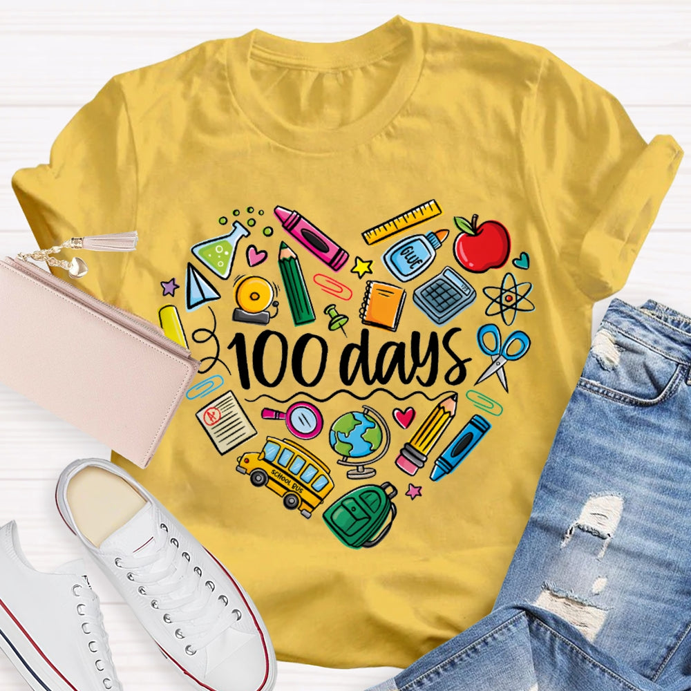 100 Days Colored Crayons And School Supplies T-shirt