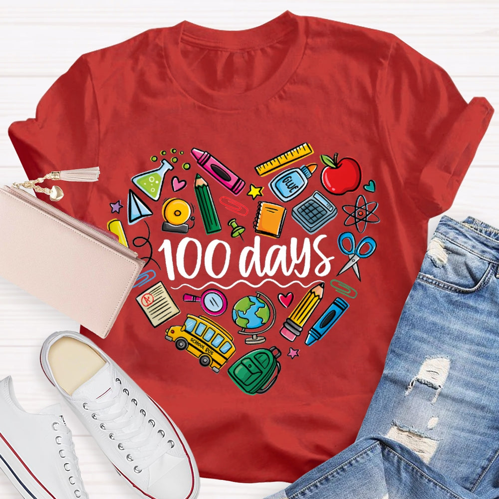 100 Days Colored Crayons And School Supplies T-shirt