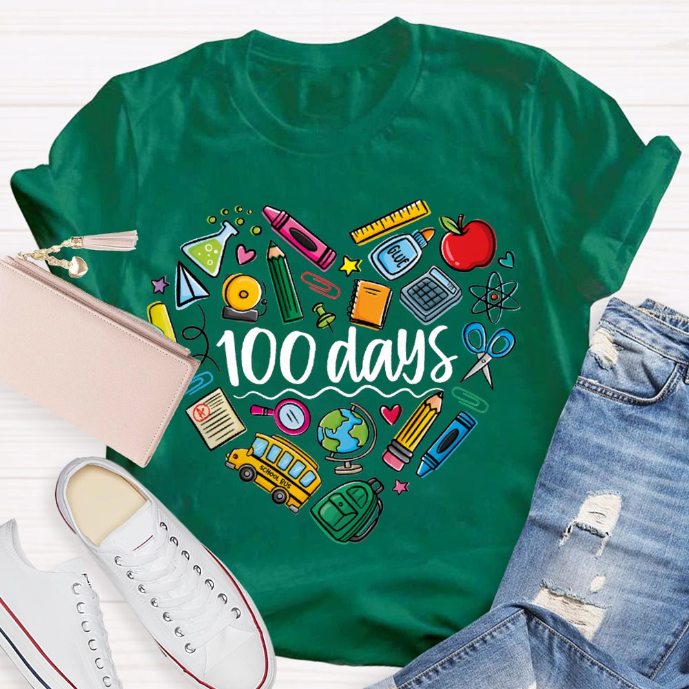 100 Days Colored Crayons And School Supplies T-shirt