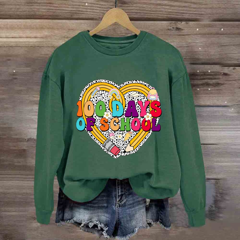 100 Days Of School Heart Sweatshirt