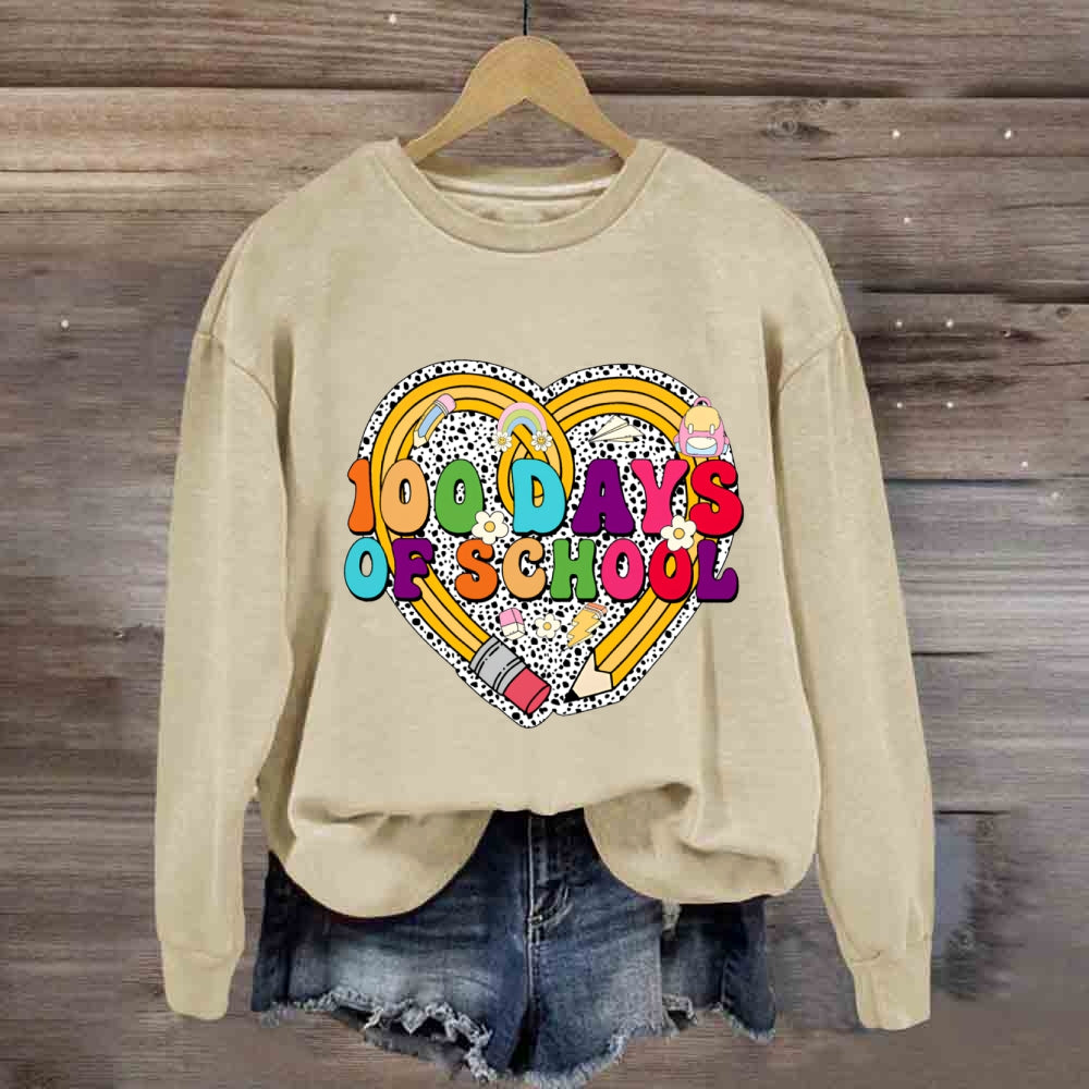 100 Days Of School Heart Sweatshirt