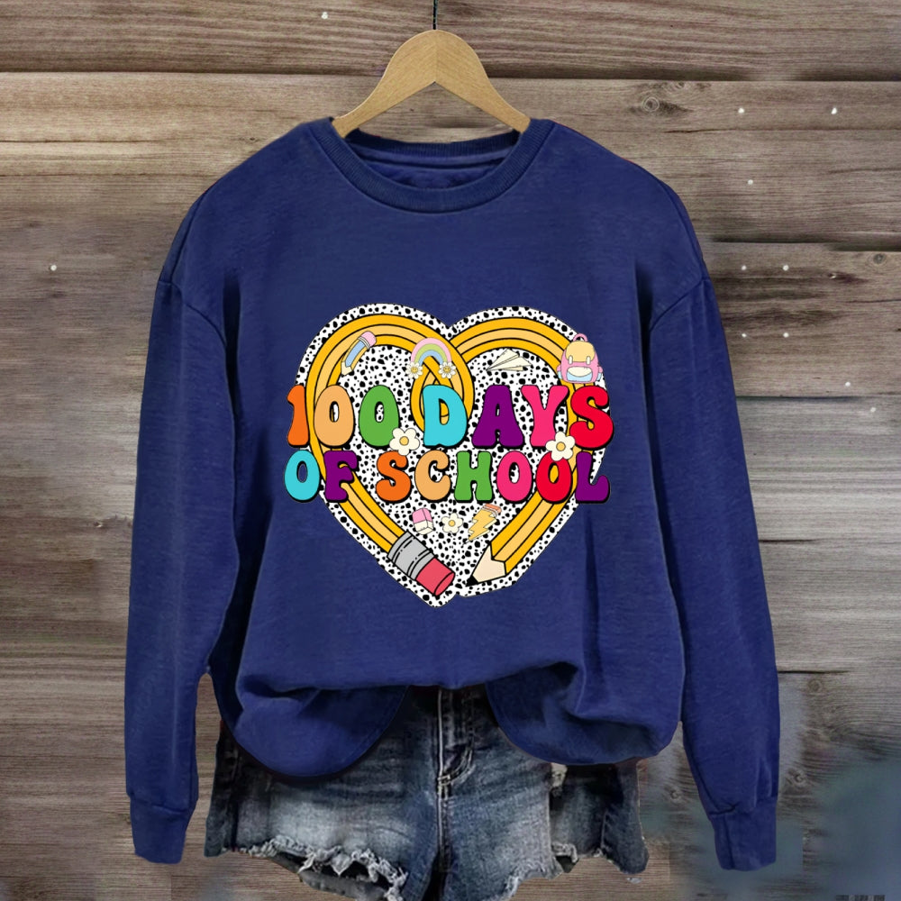 100 Days Of School Heart Sweatshirt