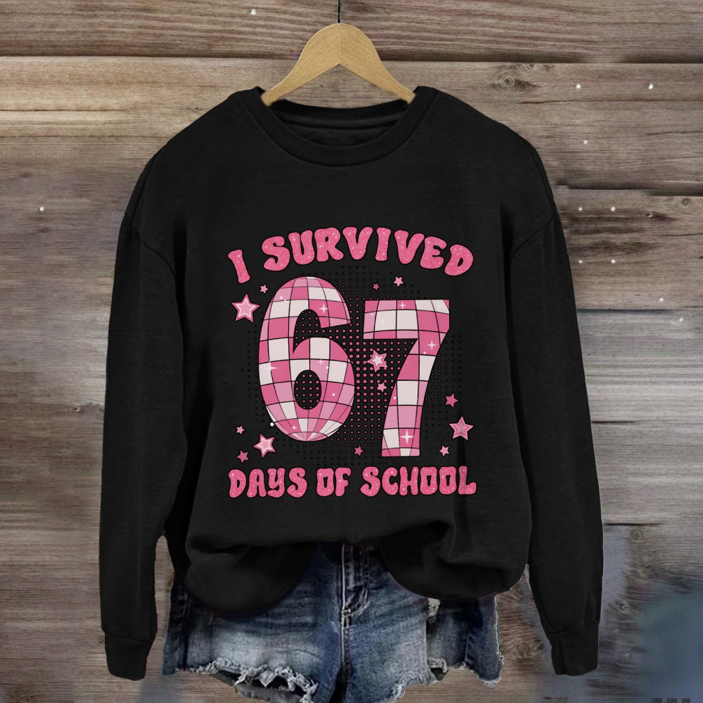 I Survived 67 Days Of School Pink Star Sweatshirt