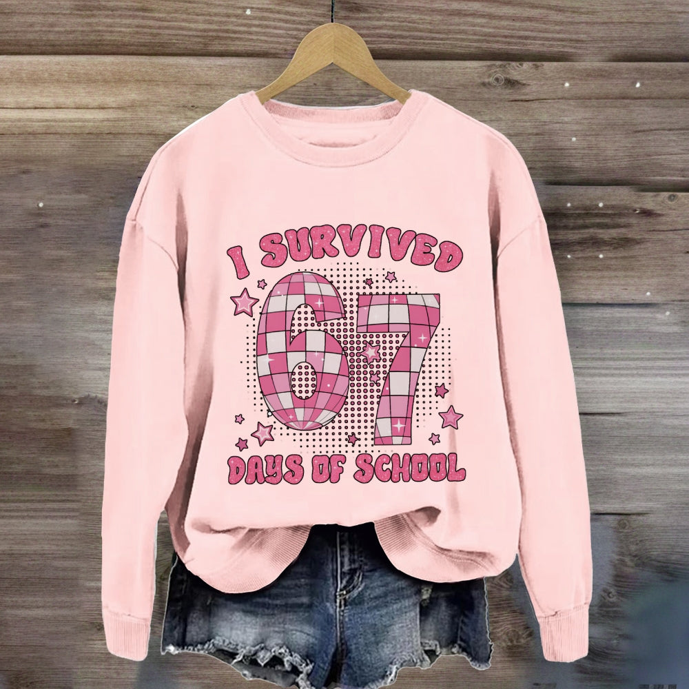 I Survived 67 Days Of School Pink Star Sweatshirt