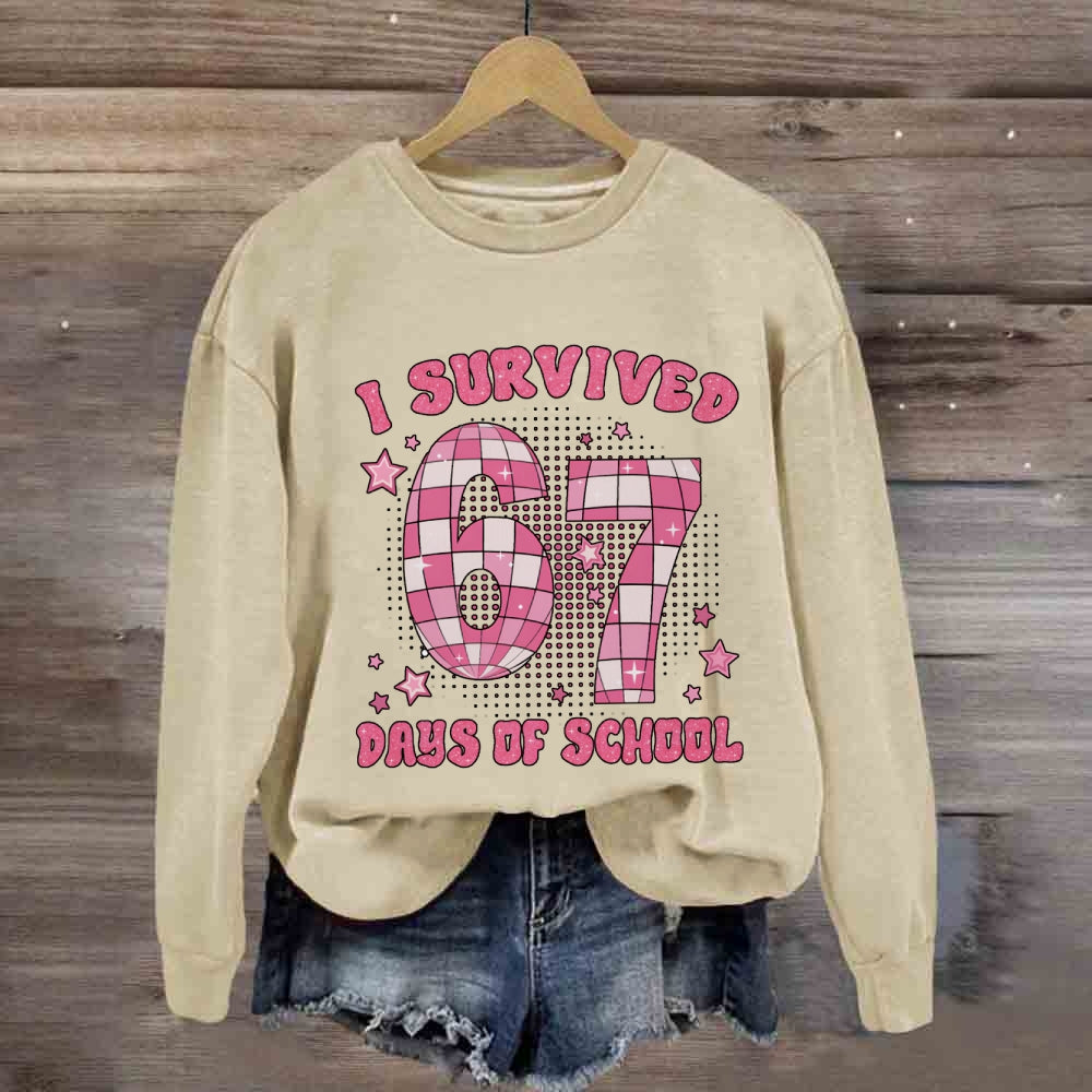I Survived 67 Days Of School Pink Star Sweatshirt