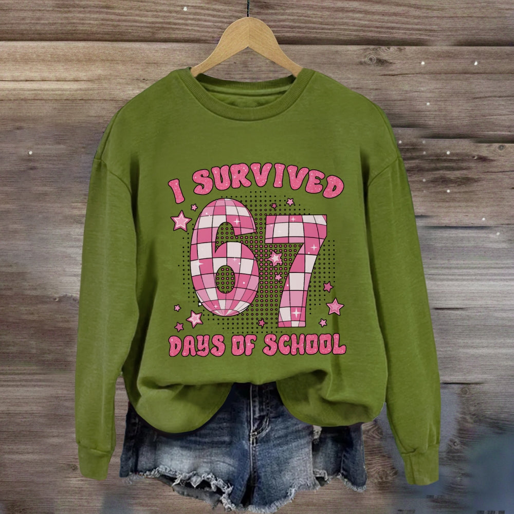 I Survived 67 Days Of School Pink Star Sweatshirt