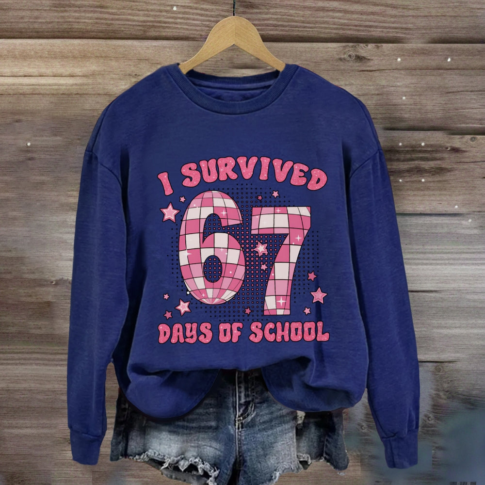 I Survived 67 Days Of School Pink Star Sweatshirt