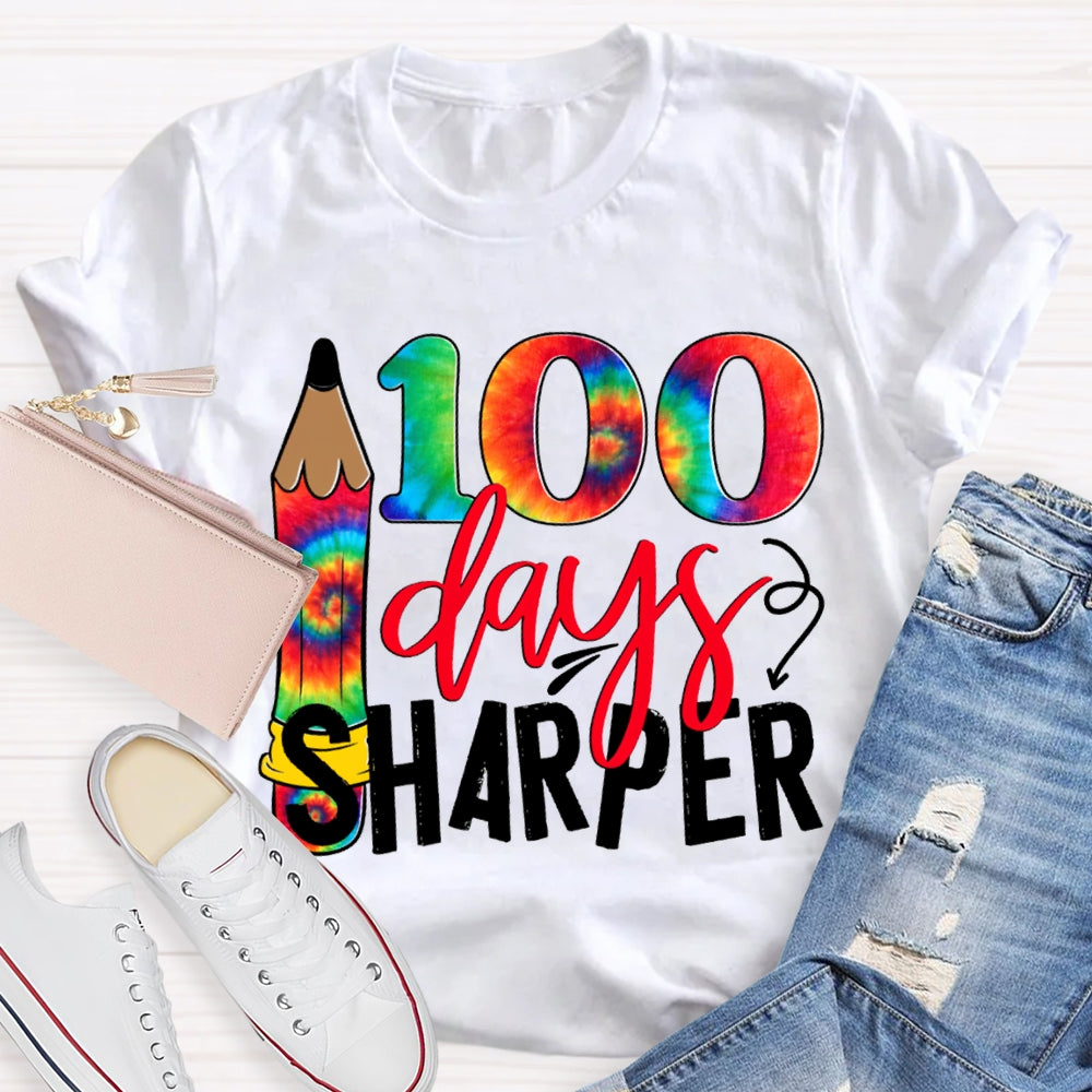 100 Days Sharper Tie-Dye Numbers And Pencils T-shirt