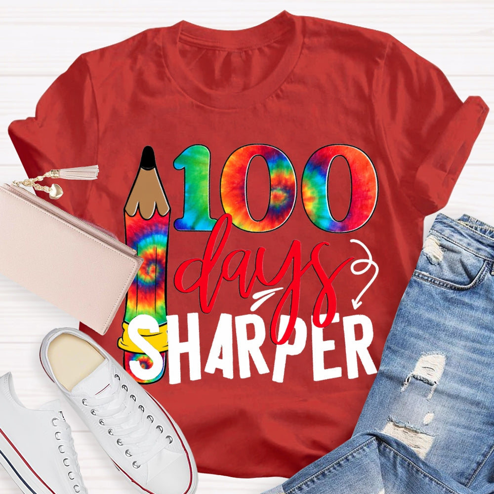 100 Days Sharper Tie-Dye Numbers And Pencils T-shirt