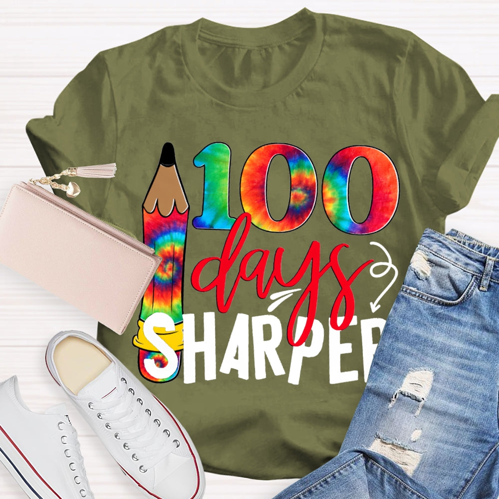 100 Days Sharper Tie-Dye Numbers And Pencils T-shirt