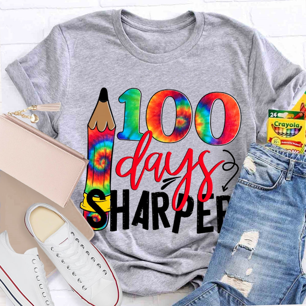 100 Days Sharper Tie-Dye Numbers And Pencils T-shirt