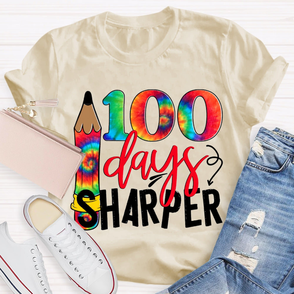 100 Days Sharper Tie-Dye Numbers And Pencils T-shirt