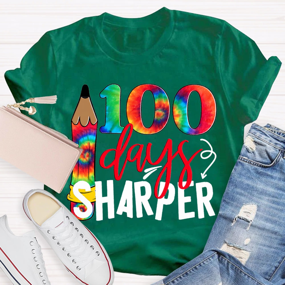 100 Days Sharper Tie-Dye Numbers And Pencils T-shirt
