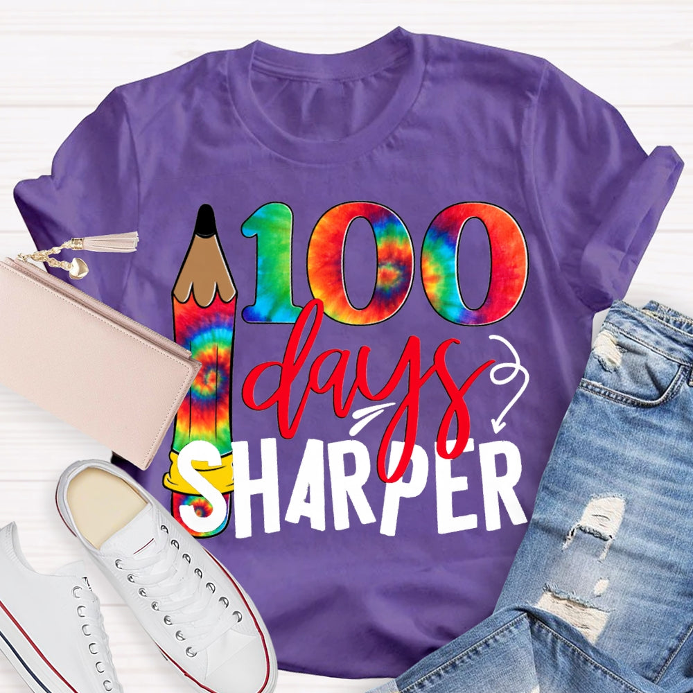 100 Days Sharper Tie-Dye Numbers And Pencils T-shirt