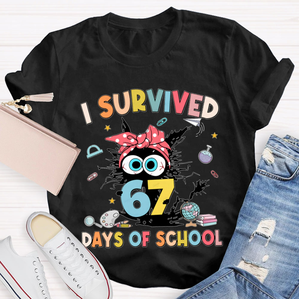 I Survived 67 Days Of School Grumpy Kitten T-shirt