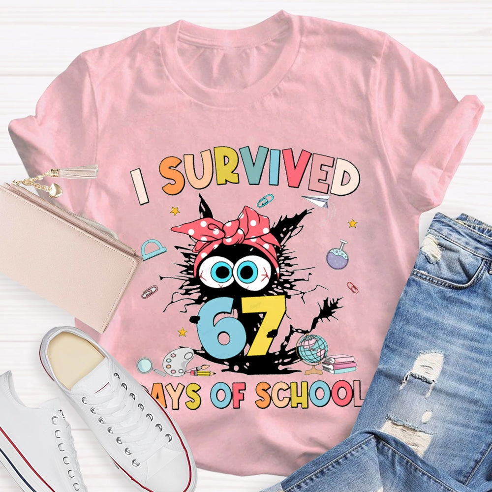 I Survived 67 Days Of School Grumpy Kitten T-shirt