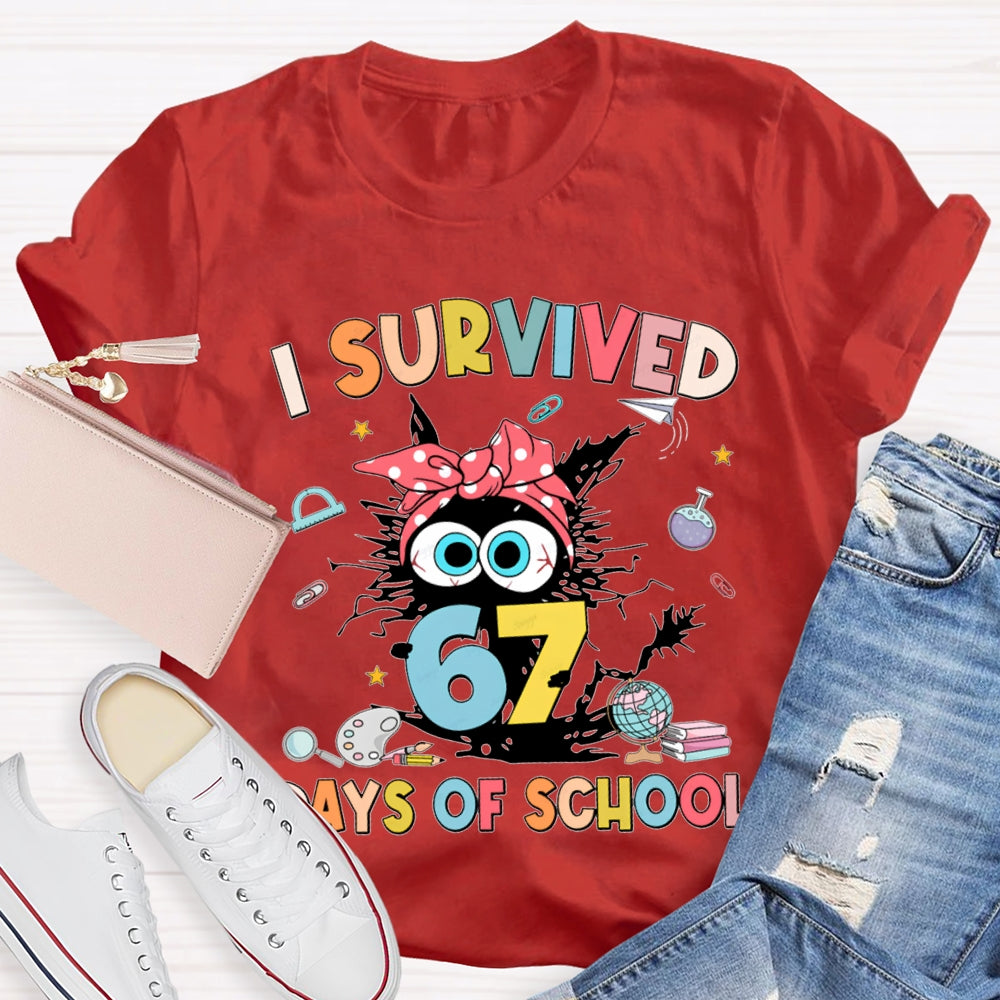 I Survived 67 Days Of School Grumpy Kitten T-shirt