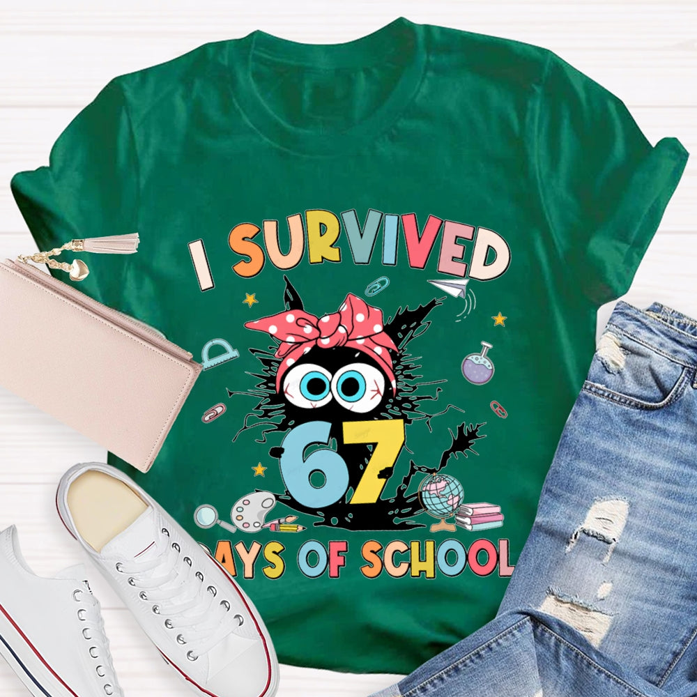 I Survived 67 Days Of School Grumpy Kitten T-shirt