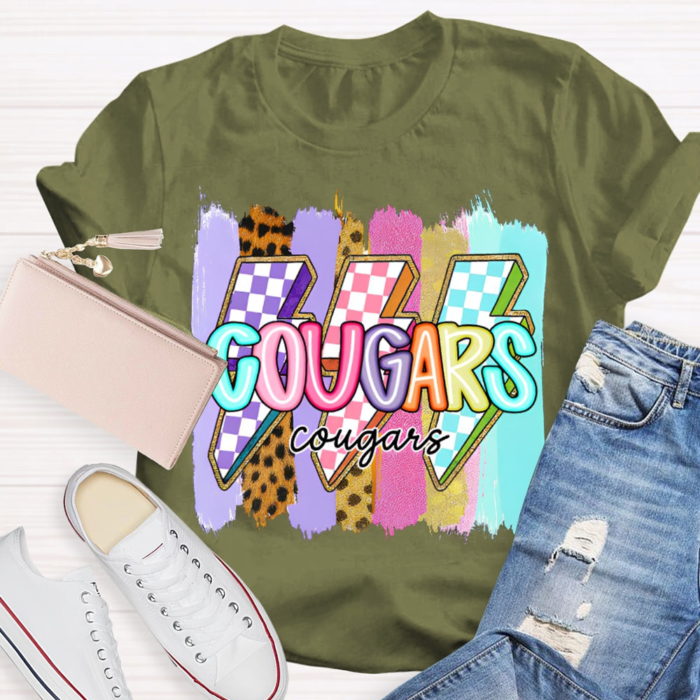 Personalized Mascot Colorful Lightning Print T-shirt
