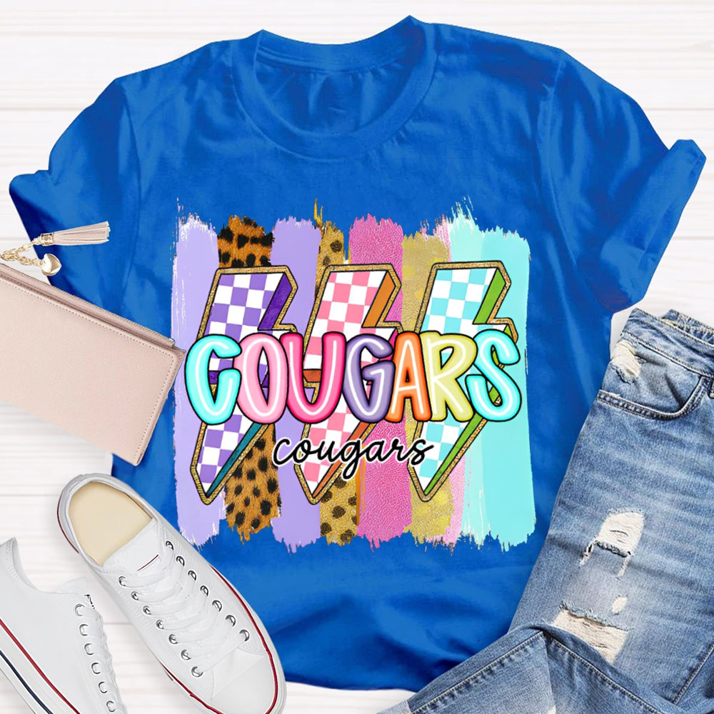 Personalized Mascot Colorful Lightning Print T-shirt