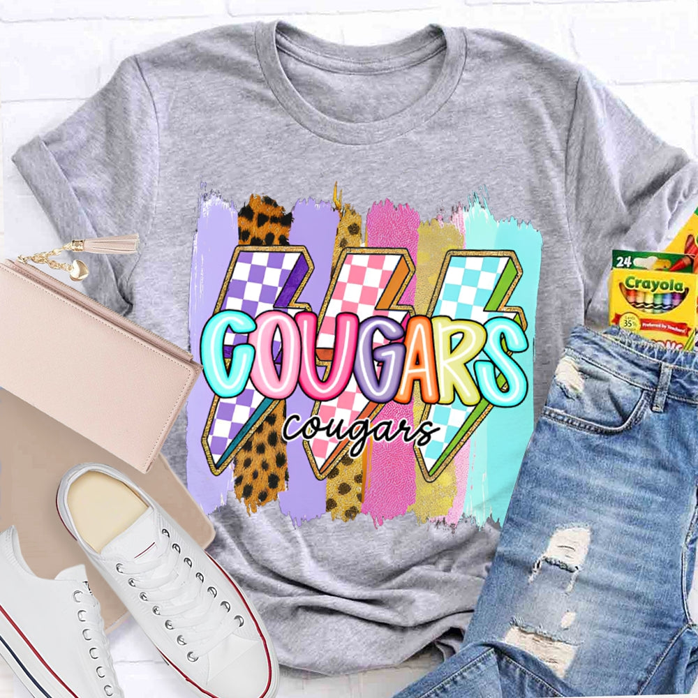 Personalized Mascot Colorful Lightning Print T-shirt