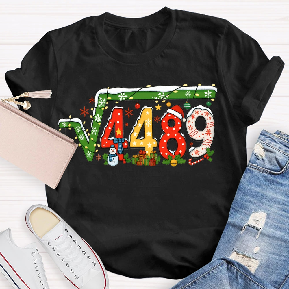 Christmas Math Teacher Snowflakes And Christmas Lights T-shirt