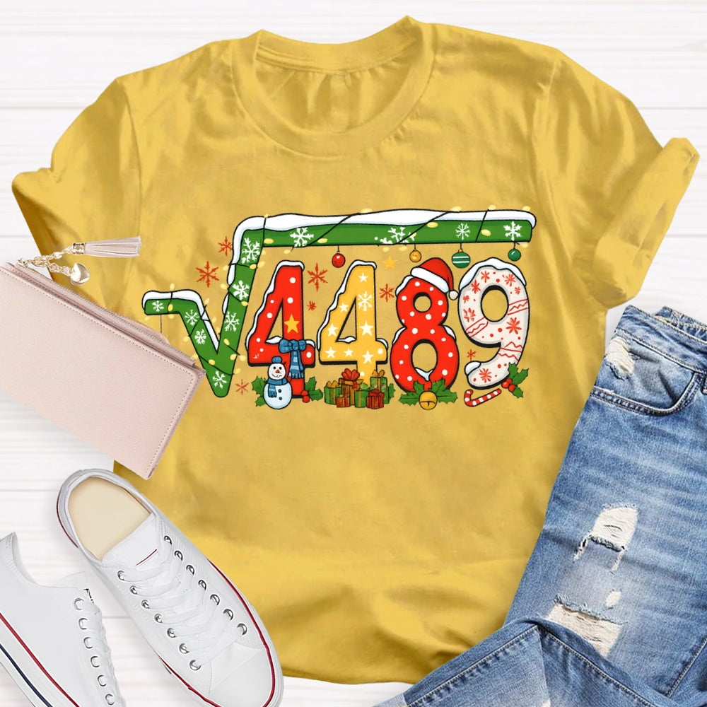 Christmas Math Teacher Snowflakes And Christmas Lights T-shirt