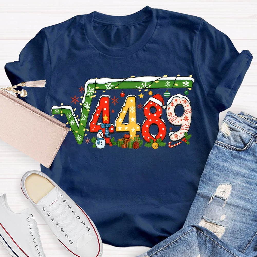Christmas Math Teacher Snowflakes And Christmas Lights T-shirt