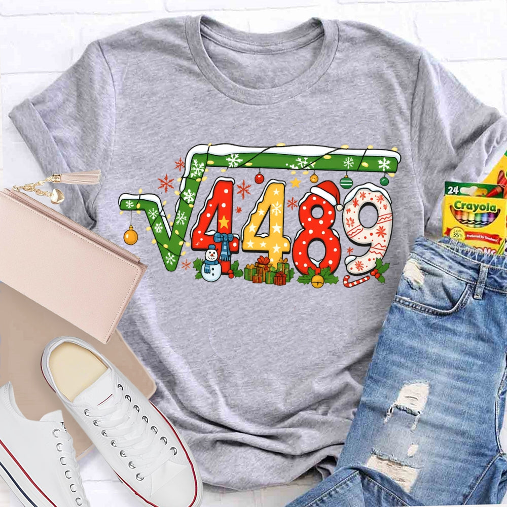 Christmas Math Teacher Snowflakes And Christmas Lights T-shirt