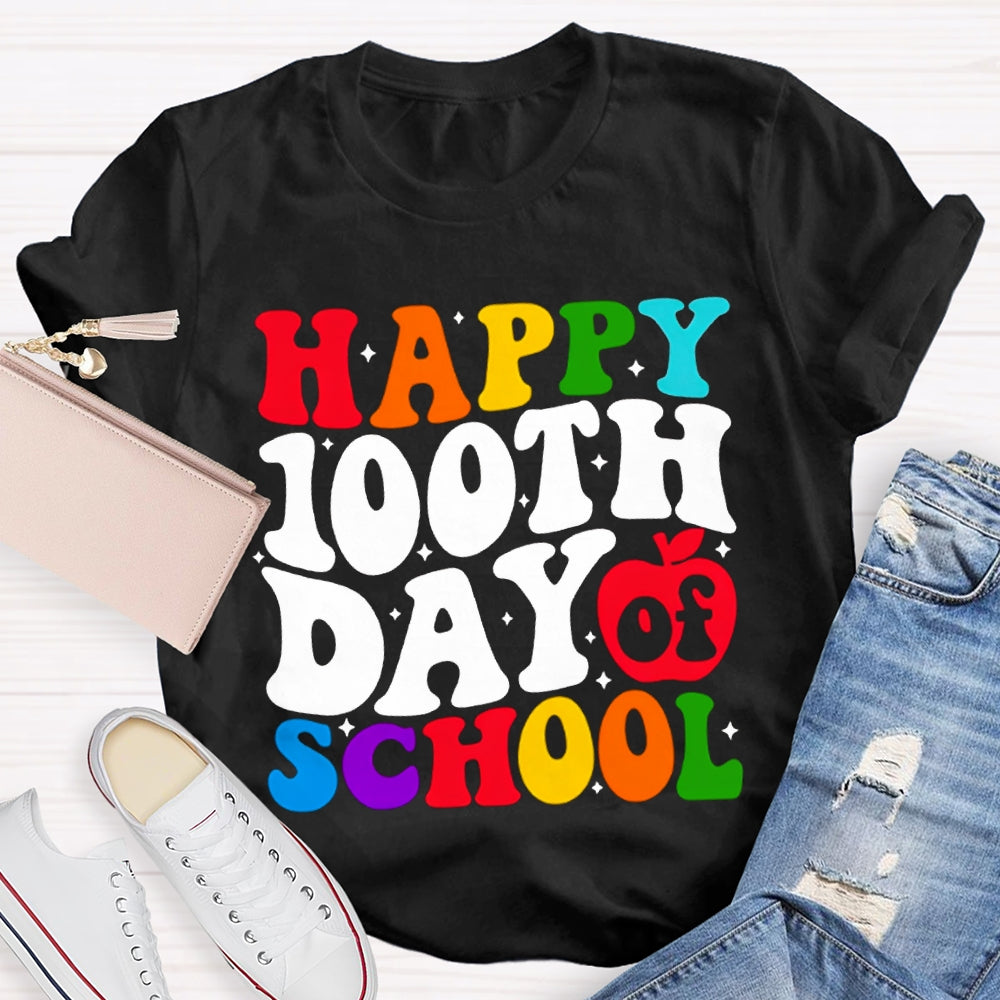 Happy 100th Day Of School Colorful Fonts T-shirt