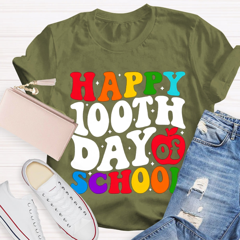 Happy 100th Day Of School Colorful Fonts T-shirt