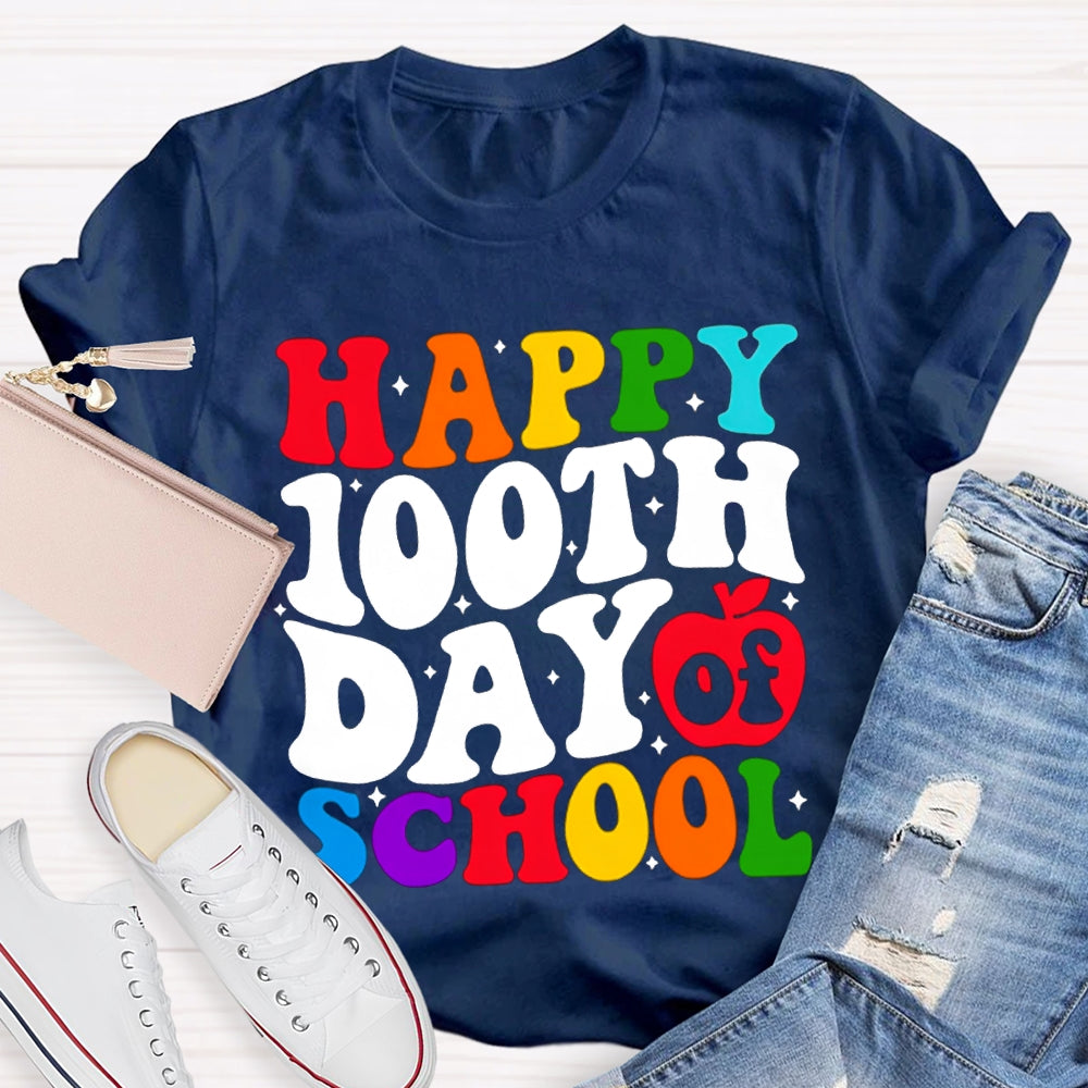 Happy 100th Day Of School Colorful Fonts T-shirt