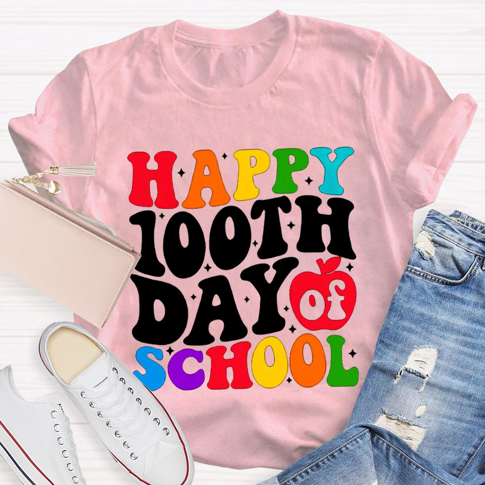 Happy 100th Day Of School Colorful Fonts T-shirt