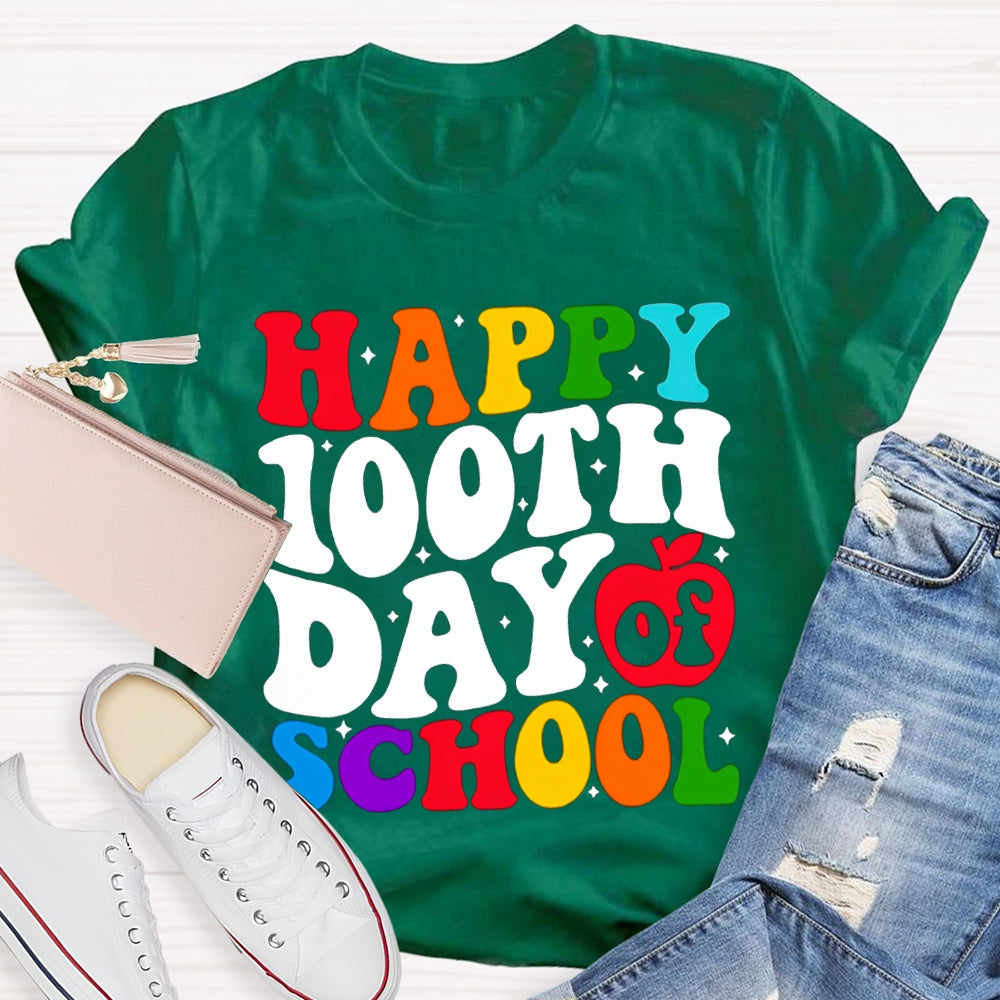 Happy 100th Day Of School Colorful Fonts T-shirt
