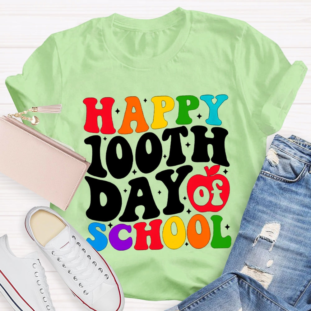 Happy 100th Day Of School Colorful Fonts T-shirt