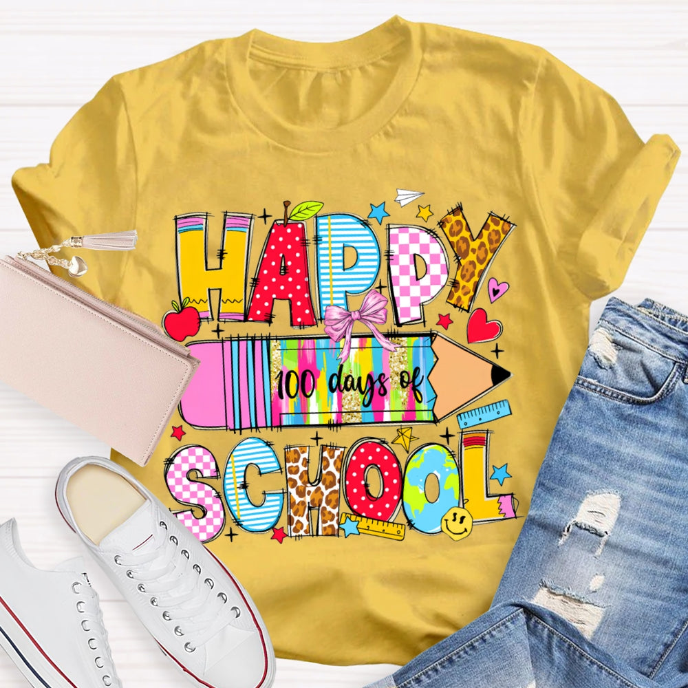 Happy 100 Days Of School Colored Tie-Dye Pencils T-shirt
