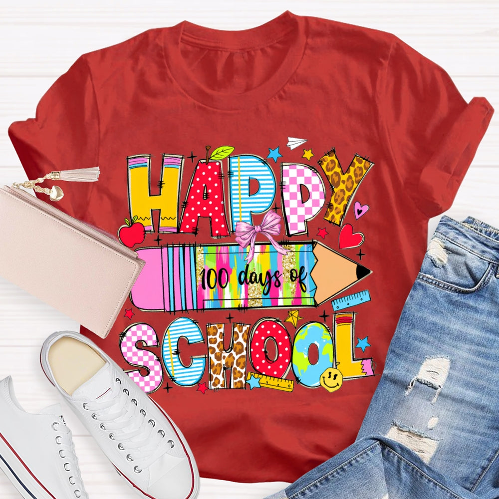 Happy 100 Days Of School Colored Tie-Dye Pencils T-shirt