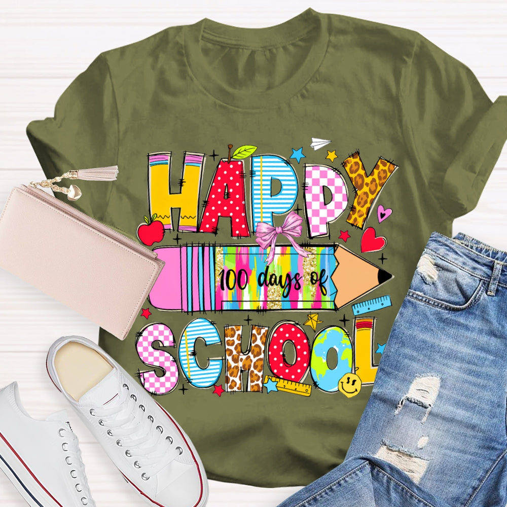 Happy 100 Days Of School Colored Tie-Dye Pencils T-shirt