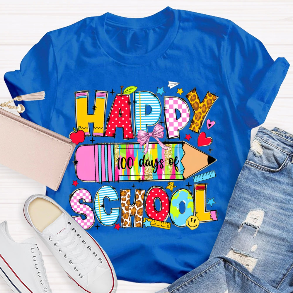 Happy 100 Days Of School Colored Tie-Dye Pencils T-shirt