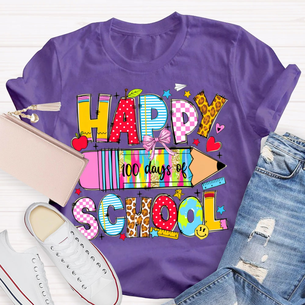 Happy 100 Days Of School Colored Tie-Dye Pencils T-shirt